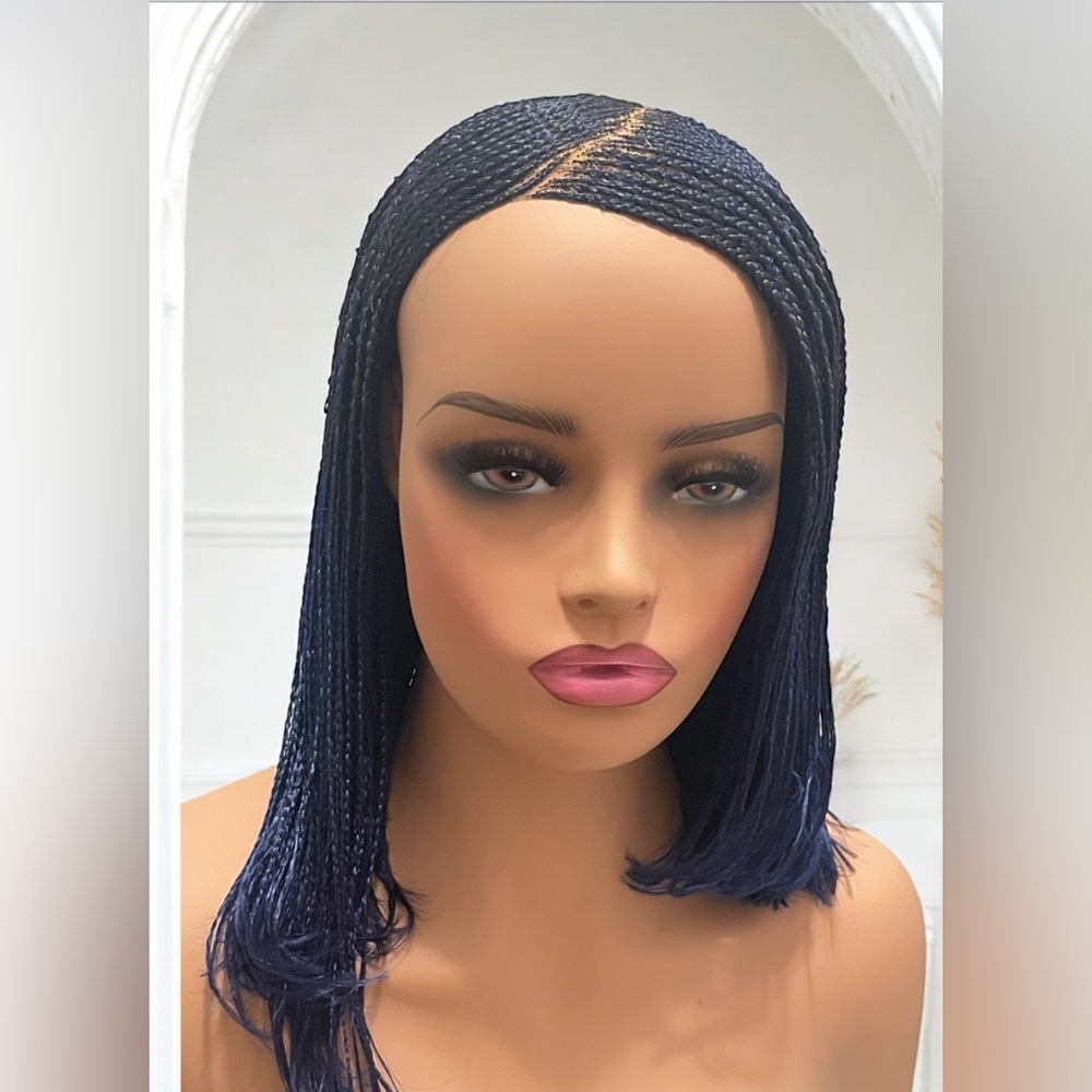 Cornrow Braided Wig Color 1B Black/Blue